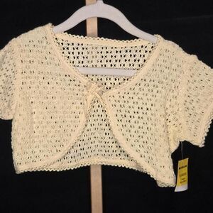 NWT Matalan Baby Crochet Knit Tie Front Bolero Cardigan Cream 12-18 Months